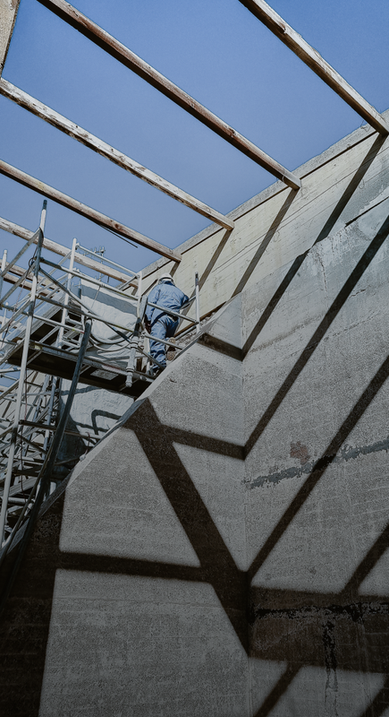 Concrete infrastructure with steel handrails